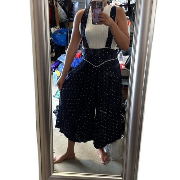 Vintage Laine blue white polka dot jumper culottes size S 80s preppy coquette - Picture 7 of 8